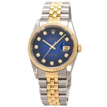 ROLEX 16233G Datejust 10P Diamond Blue Gradient Watch Stainless Steel/SSxK18YG Men's