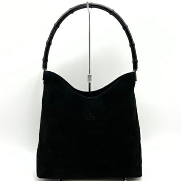 GUCCI 001・3244 Handbag Shoulder Bag Bamboo Suede Black Ladies USED ITCNDB8ZEA8O