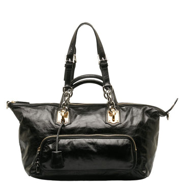 DOLCE & GABBANA Leopard Handbag Chain Shoulder Bag Black Leather Women's DOLCE&GABBANA