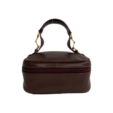 GUCCI Old Horsebit Hardware Leather Handbag Vanity Bag Bordeaux 611-7