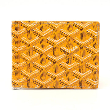 GOYARD Saint Thomas Bi-fold Wallet with Money Clip Bill Herringbone Pattern PVC Leather Yellow