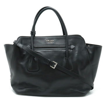 PRADA Handbag Shoulder Bag SOFT CALF Leather NERO Black Purchased at a domestic boutique BN2611