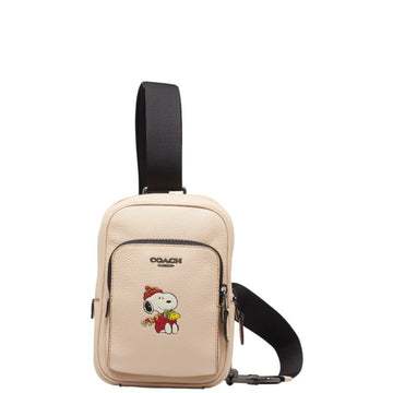 COACH collaboration Snoopy Woodstock truck pack shoulder bag body CE602 ivory white leather women's