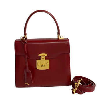 GUCCI Old  Lady Rock Calf Leather 2way Handbag Shoulder Bag Red 45883