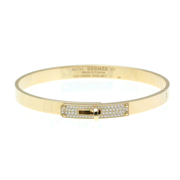 HERMES Kelly Pink Gold [18K] Diamond Charm Bracelet Pink Gold
