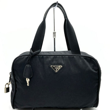 PRADA handbag, black nylon, women's, triangle,