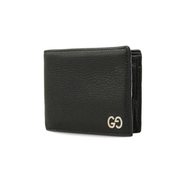 GUCCI Wallet Interlocking G 473922 Leather Black Men's