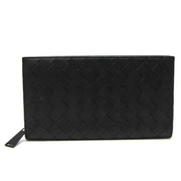 BOTTEGA VENETA Intrecciato Men's Leather Long Wallet [bi-fold] Black