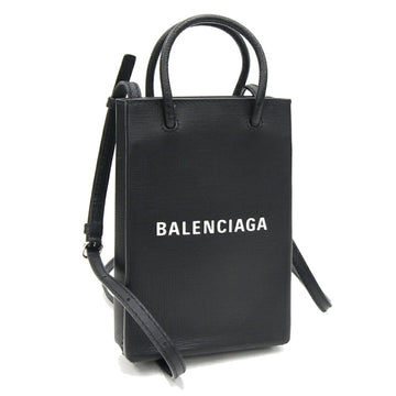 BALENCIAGA Handbag Phone Holder 593826 Black Calfskin Smartphone Pouch Bag Shopper