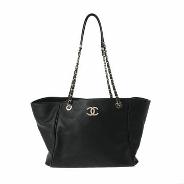 CHANEL Matelasse Chain Tote Black Champagne - Women's Leather Handbag