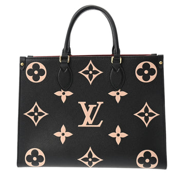 LOUIS VUITTON Monogram Empreinte On the Go MM Tote Black/Beige M45495 Women's Leather Handbag