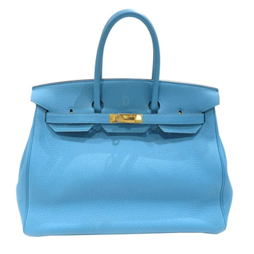 HERMES Birkin 35 Handbag Blue Paon G metal fittings Togo R stamp Women's Men's