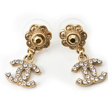 CHANEL Earrings  CC Flower Coco Mark Swing Gold