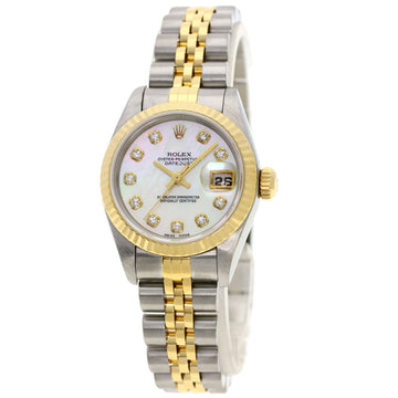 ROLEX 69173NG Datejust 10P Diamond Watch Stainless Steel SSxK18YG Ladies