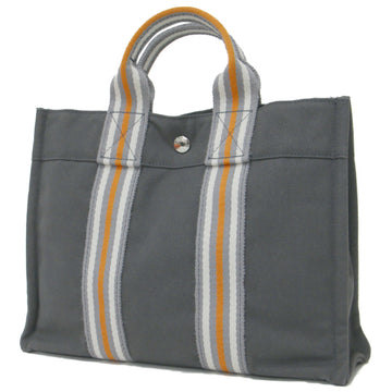 HERMES bag tote hand square dot button line canvas Fourre tout Foul Tou PMAGE cotton limited edition gray ladies K4102