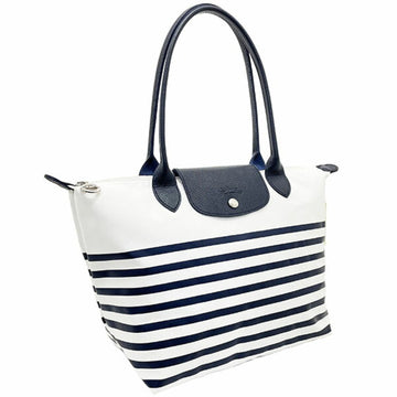 LONGCHAMP Tote Bag Le Pliage Nylon Leather Navy Blue White L2605HDF165  Border Foldable Handbag Shoulder SYN-12815