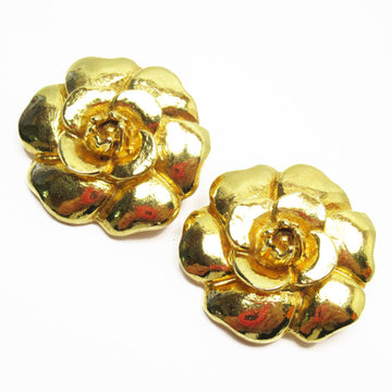 CHANEL Camellia Metal Gold Earrings for Women