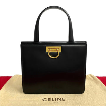 CELINE Calf leather handbag, one shoulder bag, black, red upholstery, 23418