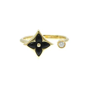 LOUIS VUITTON Ring Star Blossom Mini Yellow Gold X Onyx X Diamond Q9N91F Yellow Gold [18K] Fashion Diamond,Onyx Band Ring Carat/0.04 Gold