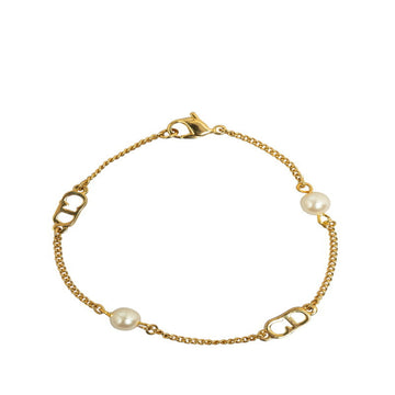 CHRISTIAN DIOR Dior CD Bracelet Gold Plated Pearl Women's