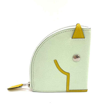 HERMES Wallet Paddock White x Yellow Wallet/Coin Case Coin Purse Horse Serie Women's Chevre Leather