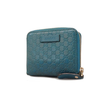 GUCCI Wallet Micro ssima 449395 Leather Turquoise Blue Champagne Women's