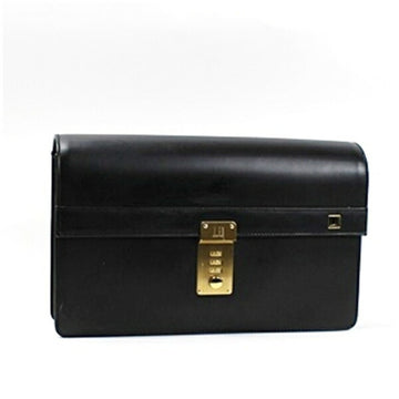 DUNHILL clutch bag with dial lock, leather, black,  men's bag, strap