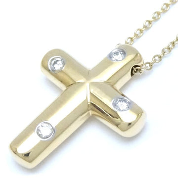 TIFFANY&Co.  Dots Cross Necklace 4P Diamond K18YG Yellow Gold 291813