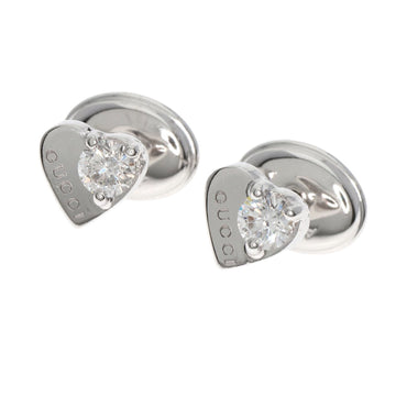 GUCCI Heart Diamond Earrings K18 White Gold Women's