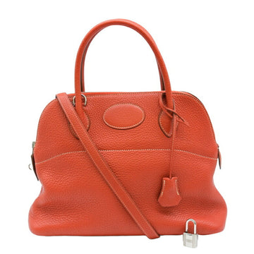 HERMES Bolide 31 Handbag Shoulder Bag Taurillon Clemence Leather Brick Red