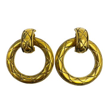 CHANEL Matelasse Circle Earrings GP Gold Women's