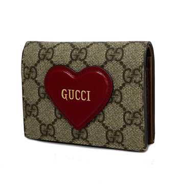 GUCCI Wallet/Coin Case GG Supreme 648848 Leather Brown Women's
