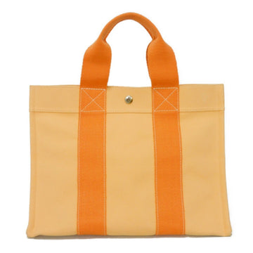HERMES Tote Bag Bora PM Trimmed Canvas Handbag Serie Button Toile Ash Orange Men's Women's