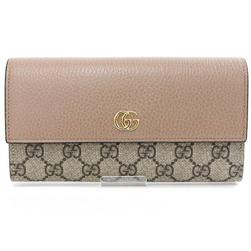 GUCCI GG Marmont Leather Continental Wallet Supreme 456116 Beige & Ebony Dusty Pink