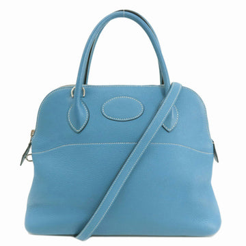 HERMES Bolide 31 Blue Jean Handbag Taurillon Women's