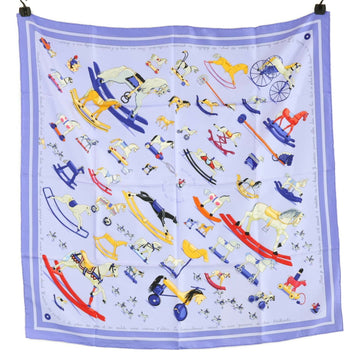 HERMES Raconte-moi Le Cheval Talking About Horses Carre 90 Silk Scarf Purple Women's