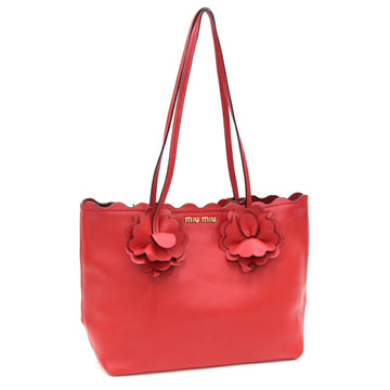 MIU MIU Miu Tote Bag 5BG054 Red Leather Flower Handbag Ladies MIUMIIU