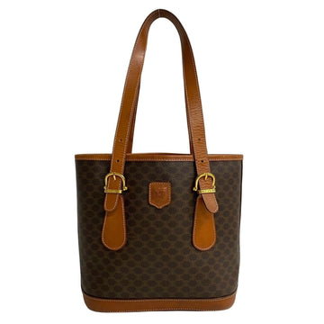 CELINE Macadam Blason Triomphe Pattern Metal Fittings Leather Tote Bag Handbag Brown 17610