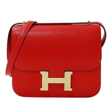 HERMES Bag Women's Shoulder Constance 3 Miroir Chevre Rouge Coeur Red Compact B Stamp
