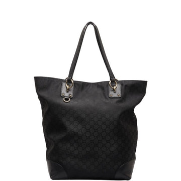 GUCCI GG Pattern Tote Bag 353702 Black Nylon Leather Women's