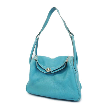 HERMES handbag Lindy 30 K stamped Taurillon Clemence blue jean ladies