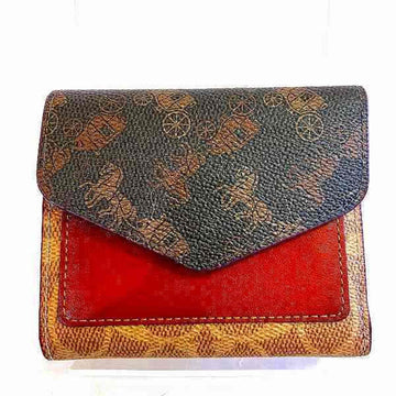 COACH C3160 Brown x Leather Wallet Bi-fold for Women
