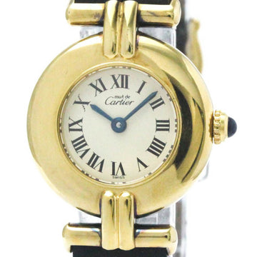 CARTIER Must Colisee Gold Plated Leather Quartz Ladies Watch 590002 BF569966