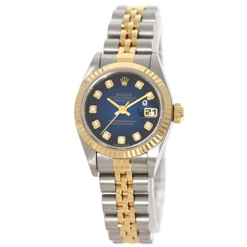 ROLEX 69173G Datejust 10P Diamond Blue Gradient Watch Stainless Steel/SSxK18YG Ladies