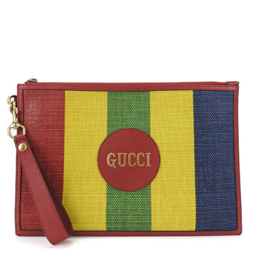 GUCCI clutch bag viaadera 625602 canvas leather multicolor striped women men