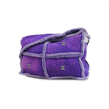 CHANEL Shoulder Bag Chocolate Bar Mouton Purple Ladies