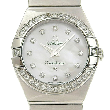 OMEGA Constellation Watch Diamond Bezel 10P 123.15.24.60.55.001 Stainless Steel x Quartz Analog Display White Shell Dial Women's I220823046