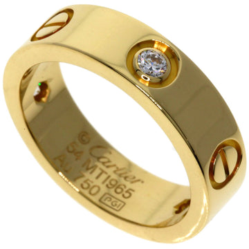 CARTIER Love Ring Half Diamond #54 K18 Yellow Gold Women's