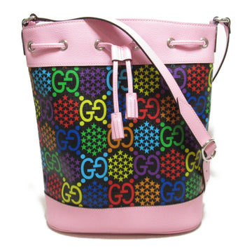 GUCCI psychedelic bucket bag Black Pink PVC coated canvas leather 598149