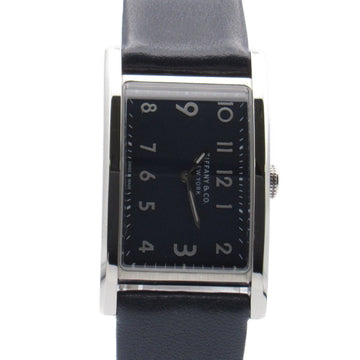TIFFANY&CO East West Wrist Watch 34677344 Quartz Blue Stainless Steel Leather belt 34677344